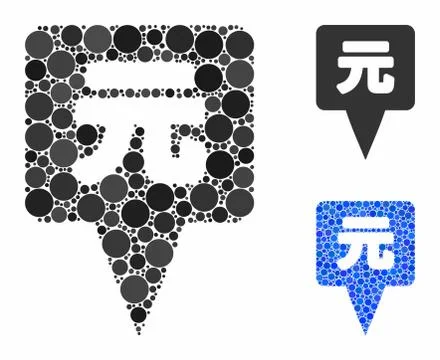 Yuan map pointer Mosaic Icon of Circles Stock Illustration