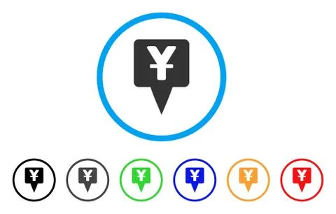 Yuan Map Pointer Rounded Icon Stock Illustration
