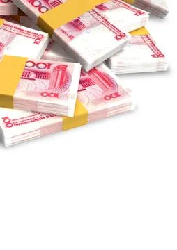 Yuan notes scattered pile Illustrazione stock