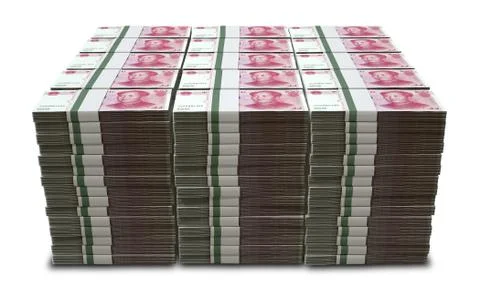 Yuan notes stacked pile Illustrazione stock