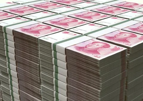 Yuan notes stacked pile Illustrazione stock