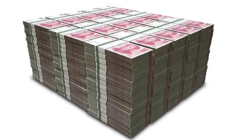 Yuan notes stacked pile Illustrazione stock