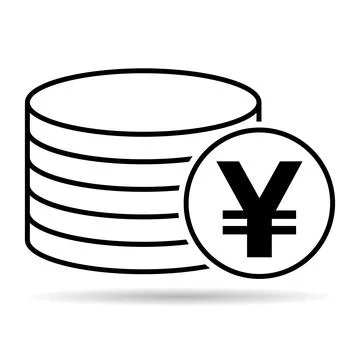 Yuan stack shadow coin, flat icon money design, cash sign vector illustration Stock Illustration
