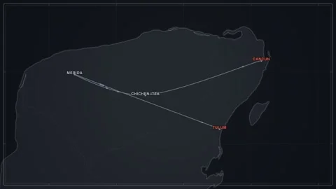 Yucatan Loop travel route map animation Vídeos de archivo 339905425