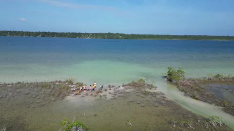 Yucatán, Panoramic drone view  of Bacalar Lagoon Stock Footage 328353433