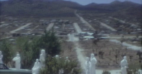 Yucca Valley CA View 16mm 60s Desert Christ Park Stock Footage 45757877