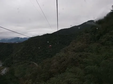 Yuchi, Taiwan – 2019, Dec 30: Sun Moon Lake Ropeway Over Mountain Forest Stock Footage 345253160