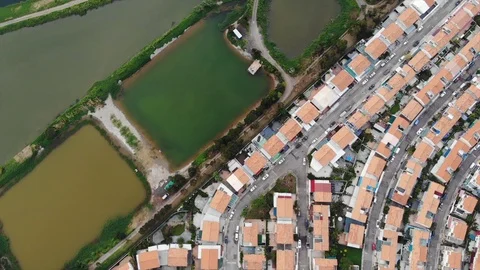Yuen Long sunset fish pond Video stock 108929694