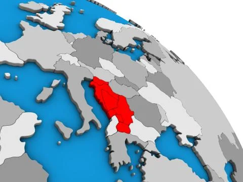 Yugoslavia on 3D globe Stock Illustration