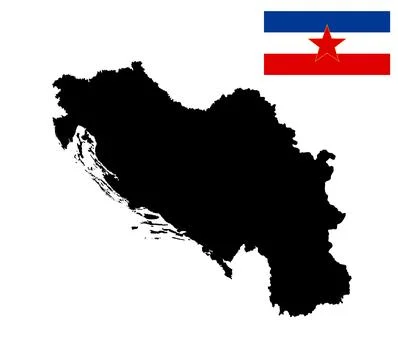 Yugoslavia map flag vector silhouette illustration Stock Illustration