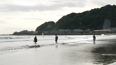 Yuigahama Beach in Kamakura . Stock Footage 252801735