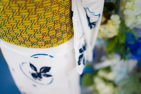 Yukata and Hydrangea Foto stock