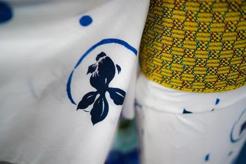 Yukata and Hydrangea Stock Photos