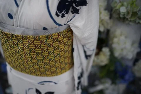 Yukata and Hydrangea Foto stock