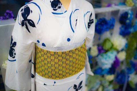 Yukata and Hydrangea Foto stock