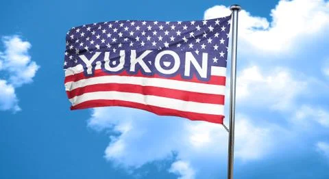 Yukon, 3D rendering, city flag with stars and stripes Stock Illustration
