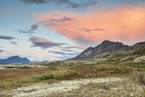 Yukon mountain sunset Stock Photos