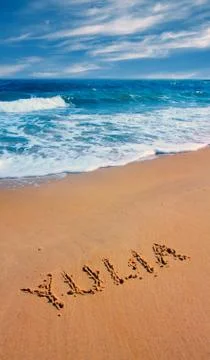 Yulia on sand Stock Photos