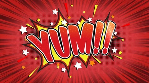 Yum Word Retro Cartoon Comic Bubbles Seamless loop ( green Screen ) Stock Footage 88748127