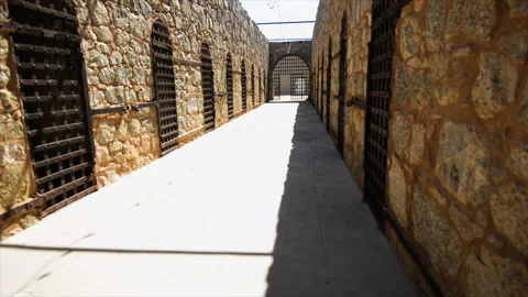 Yuma territorial prison, cell range with no people, Stock Footage 166172201