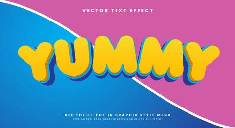 Yummy Food editable text effect Template Illustrazione stock