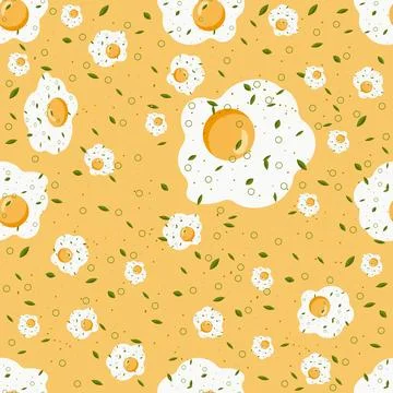 Yummy fried egg seamless pattern. Background for your design, fabric textil.. 스톡 일러스트