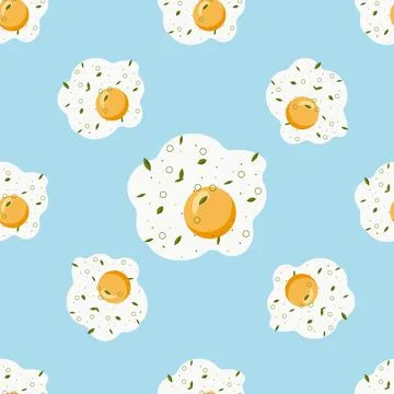 Yummy fried egg seamless pattern. Background for your design, fabric textil.. 스톡 일러스트