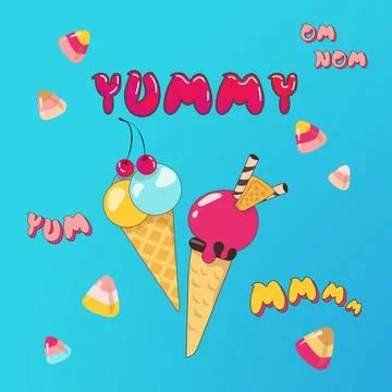 Yummy Ice Cream on Bright Pattern Stock Illustration