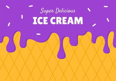 Yummy Ice Cream Vector Background for Social Media Flat Style Post Template Stock Illustration