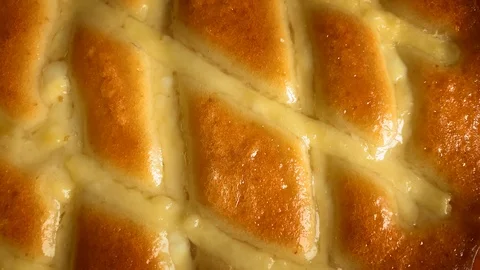 Yummy pie rotating concentric clockwise.Delicious sweet pie. Close up  스톡 동영상 115100281