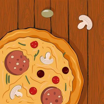 Yummy pizza Stock Illustration