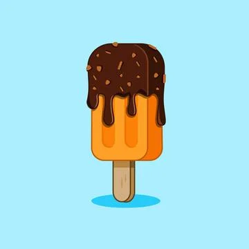 Yummy Popsicle Chocolate Covered Vector Illustration Cartoon Design Stock Illustration