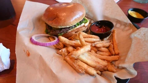 Yummy Restaurant Hamburger Stock Footage 134996467