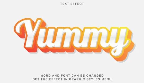 Yummy text effect template in 3d design Stock Illustration