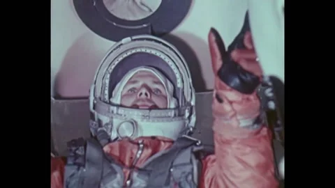 Yuri Gagarin. Checking the operation of the spacecraft Stock Footage 170070186