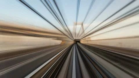 Yurikamome driverless train in Tokyo in timelapse Stock Footage