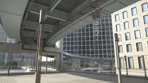 Yurikamome elevated train line, Tokyo, Minato, Shiodome. Urban landscape. Video stock 92728611