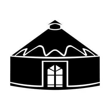 Yurt black vector icon on white background Illustrazione stock