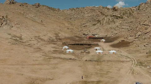 Yurt in the desert in the Middle Ages Stockbeeldmateriaal 62466634