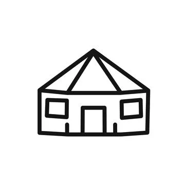 Yurt Icon linear vector graphics sign Ilustración de archivo