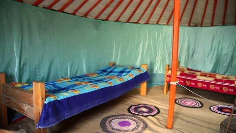 Yurt. Kind inside. Lake Baikal. Olkhon Island Video stock 77210562
