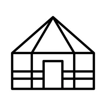 Yurt linear logo mark in black and white Ilustración de archivo