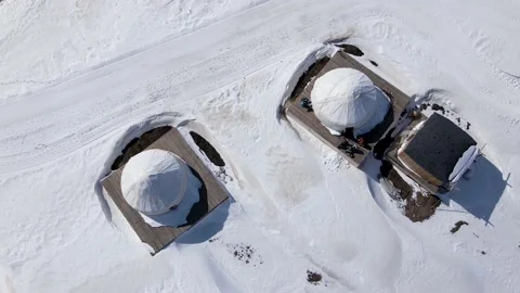 Yurt nomadic house hotel complex in Kazakhstan Mountains Stock Footage 194490712