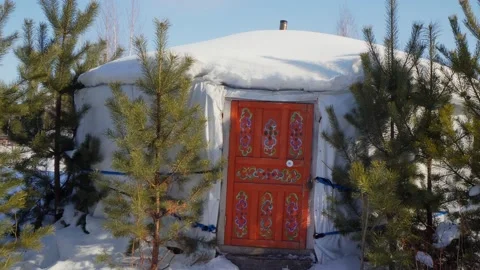 Yurta - Nomads Tent in Winter Stock Footage 151364210