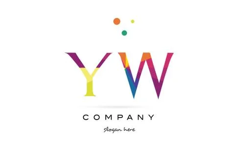 Yw y w  creative rainbow colors alphabet letter logo icon Stock Illustration
