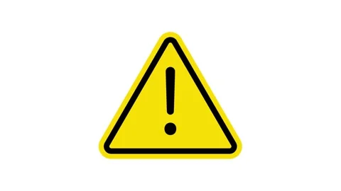 YYellow triangular warning with a black exclamation mark on white background Stock Footage 339676920