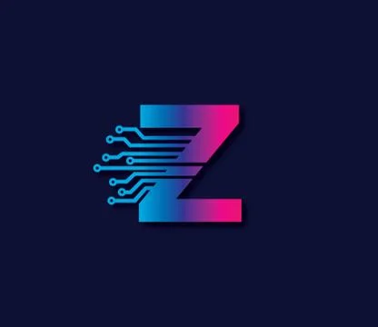 Z Alphabet Data Storage Technology Logo Design Concept Illustrazione stock