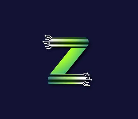 Z Alphabet Technology Data Circuit Logo Design Company Concept Stockillustratie