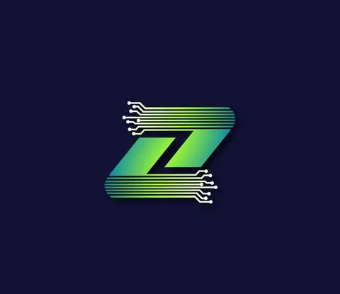 Z Alphabet Technology Data Circuit Logo Design Company Concept Stock Illustration