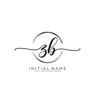 Z B Initial handwriting logo with circle template vector Stock Illustration